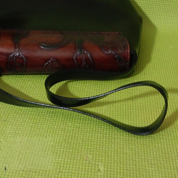 Brown and Black Leather Shoulder Bag Vintage - Picture 7 of 8